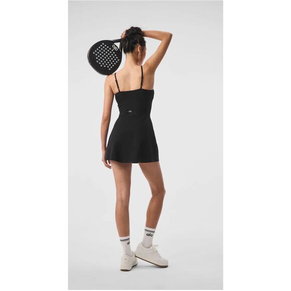 ALO Yoga Courtside Tennis Dress - Black - Size Medium - Picture 1 of 6